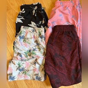 Set of Four Tropical Print Shorts